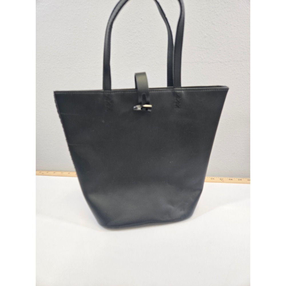 Unbranded Black Faux Leather Leopard Print Lining Tote Handbag Medium